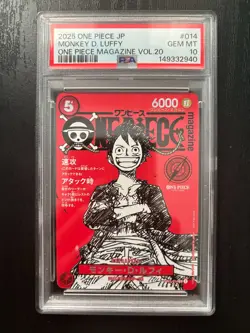 2025 ONE PIECE JPN PROMOS ONE PIECE MAGAZINE VOL.20 #014 MONKEY D. LUFFY PSA 10 - Image 1