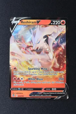 Pokemon TCG Reshiram v Silver Tempest Holo Ultra Rare Card 024/195 NM Condition - Image 1
