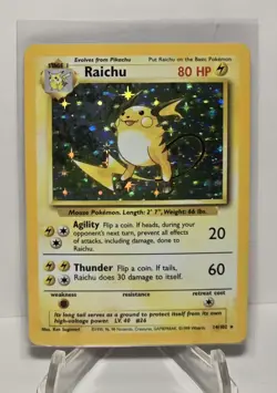 Raichu 14/102 Shadowless Holo Rare 1999 Base Set Pokemon TCG NM - Image 1