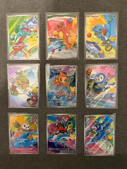 Pokemon First Partner Illustration Set Complete 9 Cards 30th Anniversary - Image 1