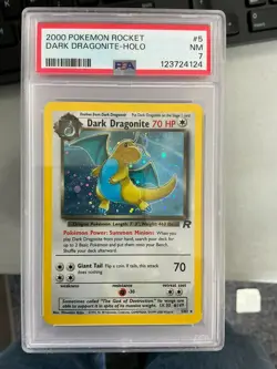 TCG 2000 Pokemon Rocket #5 Dark Dragonite Holo PSA 7 - Image 1