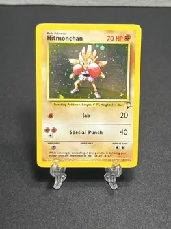 Pokemon TCG Hitmonchan 008/130 Base Set 2 Holo Rare LP - Image 1