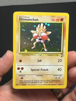 Pokemon TCG Hitmonchan 008/130 Base Set 2 Holo Rare LP - Image 3