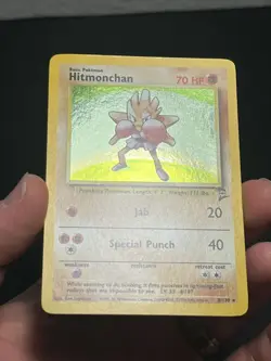 Pokemon TCG Hitmonchan 008/130 Base Set 2 Holo Rare LP - Image 4