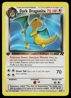 Pokemon Card - Dark Dragonite Team Rocket 22/82 Rare 1st Edition - Image 1