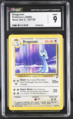 CGC 9 MINT Dragonair 2000 Base Set 2 22/130 Pokemon Card - Image 1
