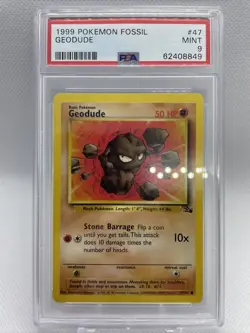 Pokemon PSA 9 Geodude 47/62 - Fossil Set 1999 Mint Himeno Card - Image 1