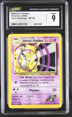 CGC 9 MINT Sabrina's Kadabra 2000 Gym Challenge 58/132 Pokemon Card - Image 1
