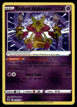 Radiant Alakazam Holo 059/195 Radiant Rare SWSH12: Silver Tempest Pokemon - Image 1