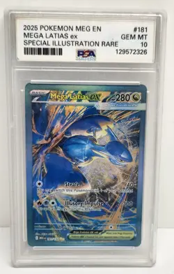 2025 Pokemon MEG EN Mega Latias EX Special Illustration Rare 181 PSA 10 DAMAGED - Image 1