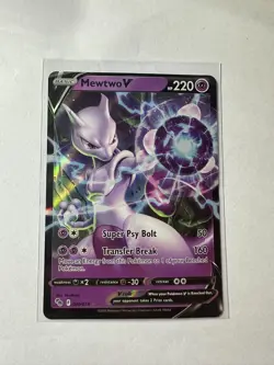 Pokemon Mewtwo v Holo Ultra Rare TCG Card 030/078 Pokemon Go Full Art - Image 1