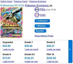 Mega Blastoise EX 102/108 Evolutions Ultra Rare Full Art Holo Pokemon TCG Card - Image 3