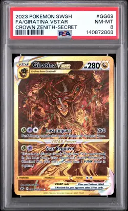 2023 POKEMON SWORD & SHIELD CROWN ZENITH SECRET FULL ART/GIRATINA VSTAR PSA 8 - Image 1