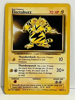 Vintage 1999 Pokemon TCG Base Set 1 ELECTABUZZ Non-Holo Rare 20/102 MP English - Image 1