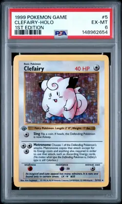 1996 POKEMON BASE SET #35 CLEFAIRY-HOLO PSA 6 Ex-Mt - Image 1