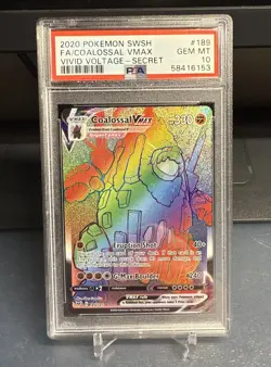 2020 Pokemon Vivid Voltage #189 Coalossal Vmax Secret PSA 10 - Image 1