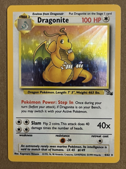 Dragonite 4/62 Fossil Holo Rare Light Play Vintage Pokemon TCG WOTC - Image 1