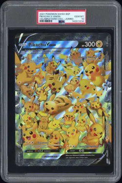 PSA 10 - 2021 POKEMON SWSH BLACK STAR PROMO PIKACHU V-UNION JUMBO - Image 1
