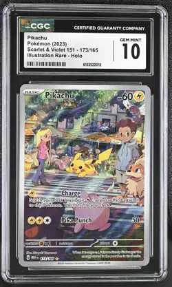 Pokemon Pikachu 173/165 Illustration Rare Scarlet Violet 151 - CGC 10 - Image 1
