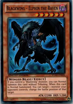 Yugioh Blackwing - Elphin the Raven WGRT-EN026 Limited Edition Super Rare NM - Image 1