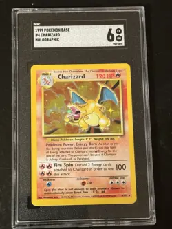 1999 Pokemon Base #4 Charizard Holographic Card SGC 6 EX-NM - Image 1
