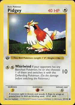 1st Edition Pidgey - 57/102 Base Set Excellent - Pokemon Card - Image 1