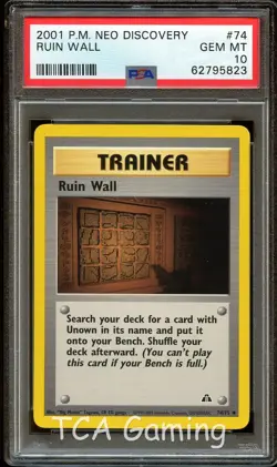 PSA 10 GEM MINT Ruin Wall 74/75 Neo Discovery Pokemon Card 823 - Image 1