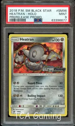 PSA 9 MINT Heatran SM96 PreRelease HOLO PROMO Pokemon Card 677 - Image 1