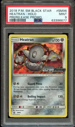 PSA 9 MINT Heatran SM96 PreRelease HOLO PROMO Pokemon Card 677 - Image 2