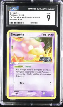 CGC 9 Slowpoke Team Rocket Returns 76/109 Reverse Holo STAMPED Pokemon Card psa - Image 1