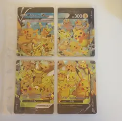 Pokemon TCG V-UNION Pikachu V-UNION 4 Card Lot Holo English V-UNION Rule - Image 1