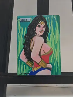 MTG Island – Wonder Woman Fan Art Hand-Painted Alter – Custom BAZAYO - Image 1
