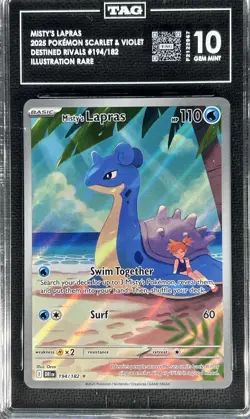 Pokemon Destined Rivals ** MISTY'S LAPRAS ** 194/182 Illustration Rare💎TAG 10💎 - Image 1