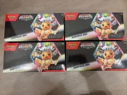 Lot of 4 Pokemon TCG Scarlet & Violet Prismatic Evolutions Surprise Box - Sealed - Image 1