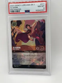 Aladdin - Heroic Outlaw Enchanted 211 PSA 8 NM-MT Disney Lorcana The First Chap - Image 1