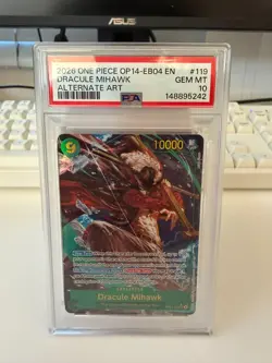 OP14-119 Dracule Mihawk FOIL SEC Alt Art One Piece TCG English Card PSA 10 - Image 1