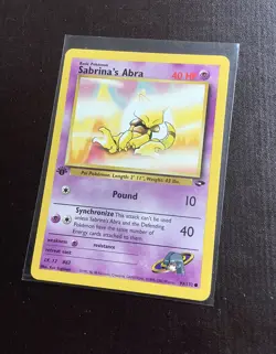 Original 1st Edition Sabrina’s Abra Pokemon Card Gym Challenge Set NM - Image 1