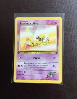 Original 1st Edition Sabrina’s Abra Pokemon Card Gym Challenge Set NM - Image 2