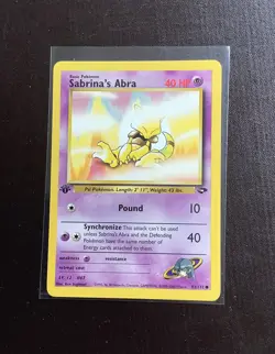 Original 1st Edition Sabrina’s Abra Pokemon Card Gym Challenge Set NM - Image 3