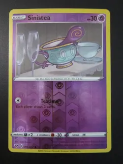 SINISTEA REVERSE HOLO POKEMON CARD 089/202 SWORD & SHIELD NEVER PLAYED NM - Image 1
