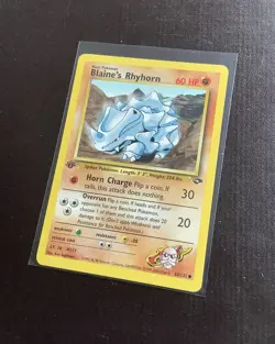 Original 1st Edition Blaine’s Rhyhorn Pokemon Card Gym Challenge Set NM - Image 1