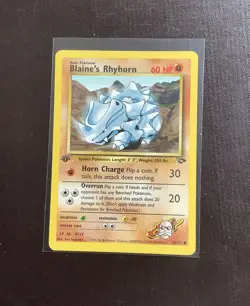 Original 1st Edition Blaine’s Rhyhorn Pokemon Card Gym Challenge Set NM - Image 2