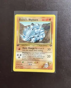 Original 1st Edition Blaine’s Rhyhorn Pokemon Card Gym Challenge Set NM - Image 3