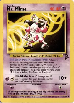 Mr. Mime 027/130 Base Set 2 Pokemon Card TCG - Image 1
