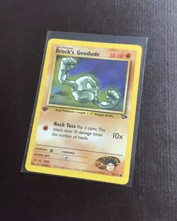 Original 1st Edition Brock’s Geodude Pokemon Card Gym Challenge Set NM - Image 1