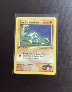 Original 1st Edition Brock’s Geodude Pokemon Card Gym Challenge Set NM - Image 2