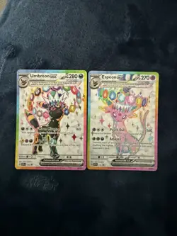 Pokemon Prismatic Evolutions Umbreon & Espeon Figure Collection Promo Cards - Image 1