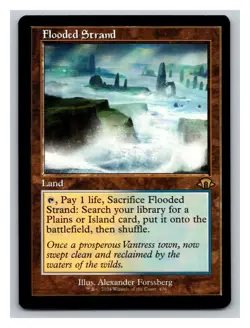 1x Flooded Strand, Retro Frame Art, Modern Horizons 3, Magic MTG NM Bit Off Cent - Image 1