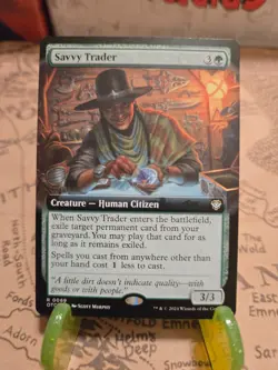 MTG Savvy Trader Commander: Outlaws of Thunder Junction Regular Extended Art NM - Image 1