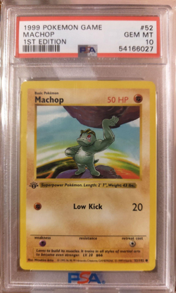 1999 Pokemon Base Set 1st Edition Shadowless – Machop 52/102 – PSA 10 GEM MINT - Image 1